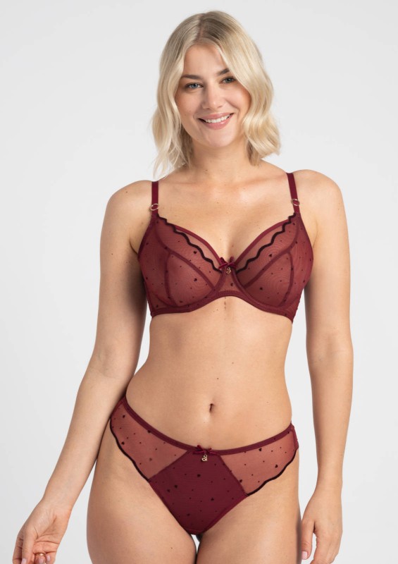 Majtki Samanta Melania C300 stringi bordo w serca