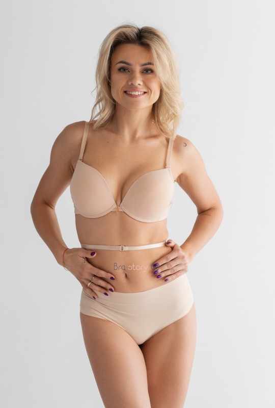 Biustonosz Lemax Leila Push-up Multiway do odkrytych pleców wielofunkcyjny stanik beżowy