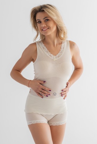 Top NVC Wool Silk koszulka  wełna merino / jedwab ecru