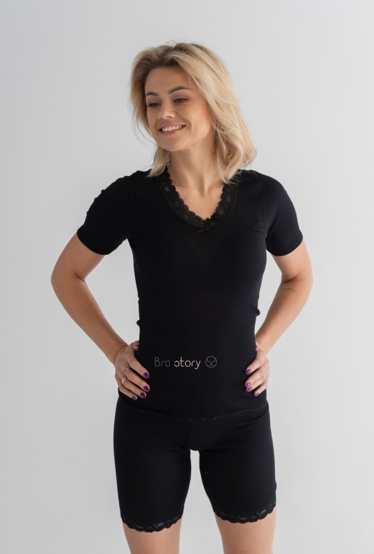 Bermudy Nina Von C Wool Silk majtki z nogawkami wełna merino / jedwab czarne