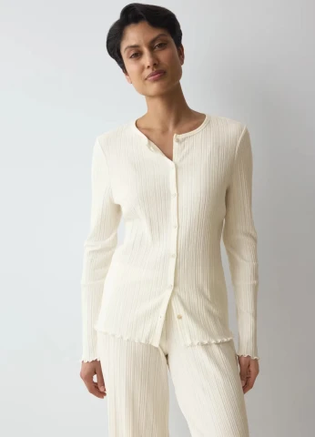 Koszulka TRIUMPH VERSATILE RIB Cardigan  LSL biała